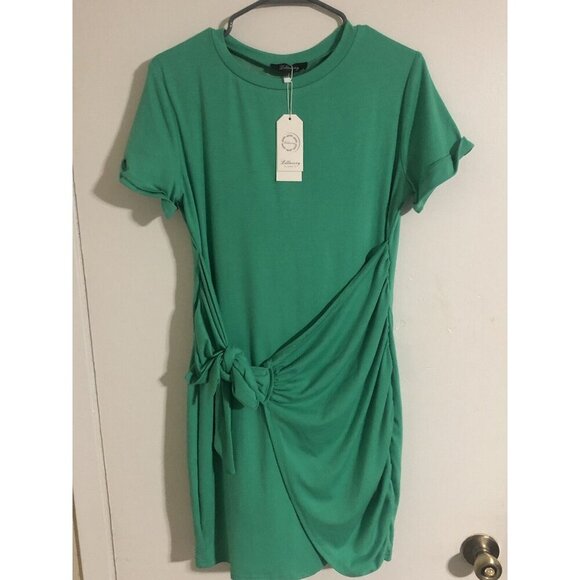 Lillusory Classic Dresses & Skirts - Lillusory Classic Women's T-Shirt Green Dress Stretch Tie Waist, Size Large